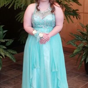 Green fancy beaded prom/ formal gown